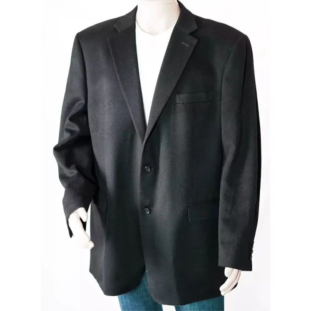 ✨Pavone 100% Pure Cashmere Black Sz 42 Regular Grey/Black Blazer Jacket✨